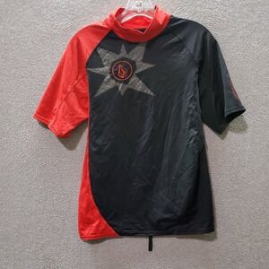 Volcom Boys Swimwear Large Black Shirt Logo‎ Surf Short Sleeve Mock Neck